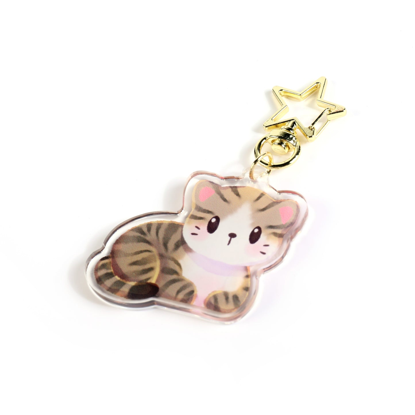 Brown Cream Tabby Cat Clear Acrylic Keychain