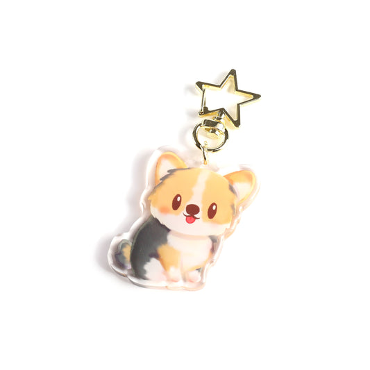 Tri-Color Corgi Dog Clear Acrylic Keychain