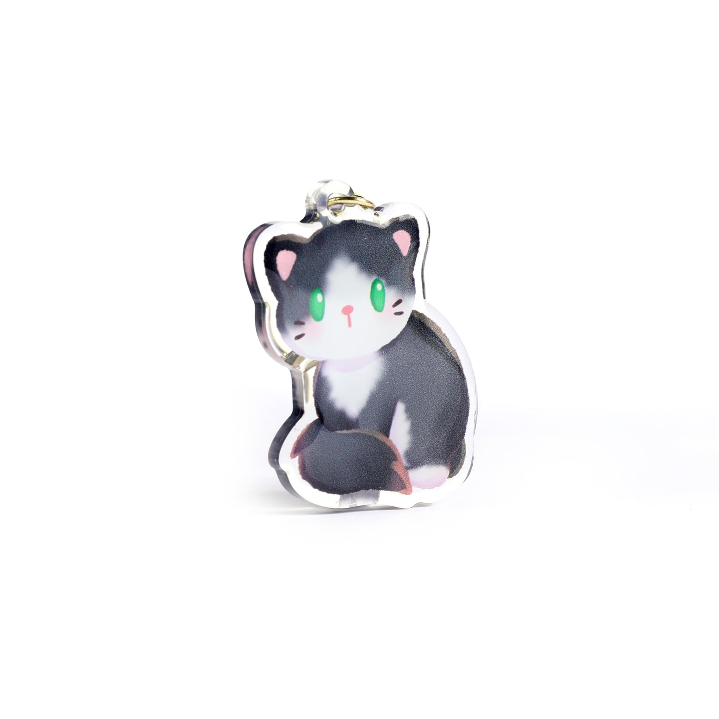 Tuxedo Cat Clear Acrylic Keychain