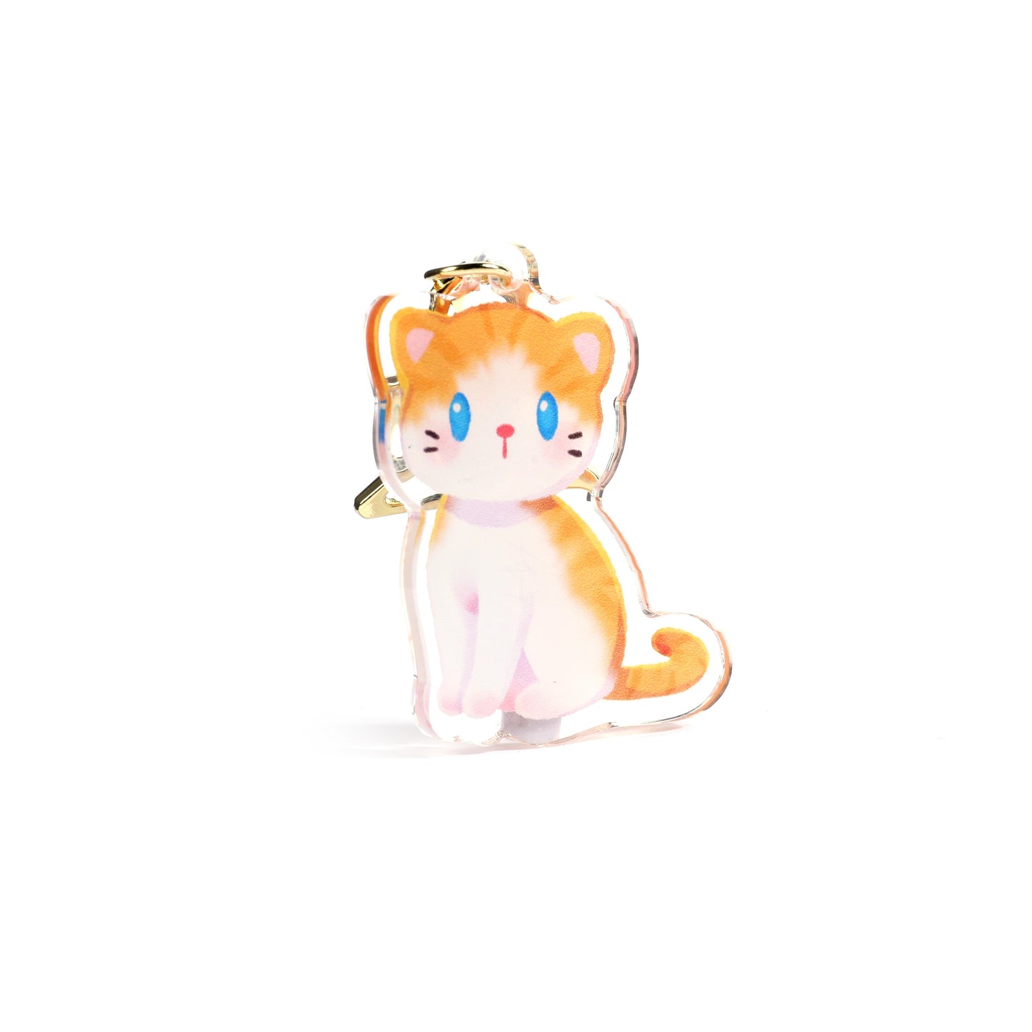 Orange White Tabby Cat Clear Acrylic Keychain