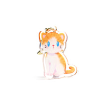 Load image into Gallery viewer, Orange White Tabby Cat Clear Acrylic Keychain
