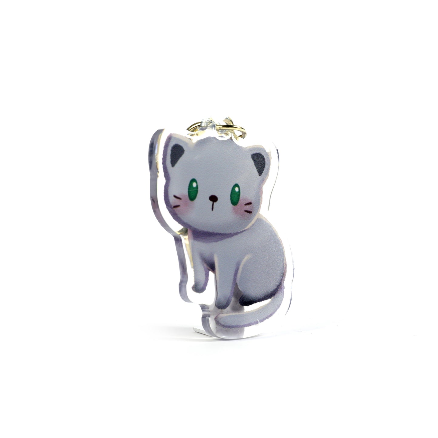 Russian Blue Cat Clear Acrylic Keychain