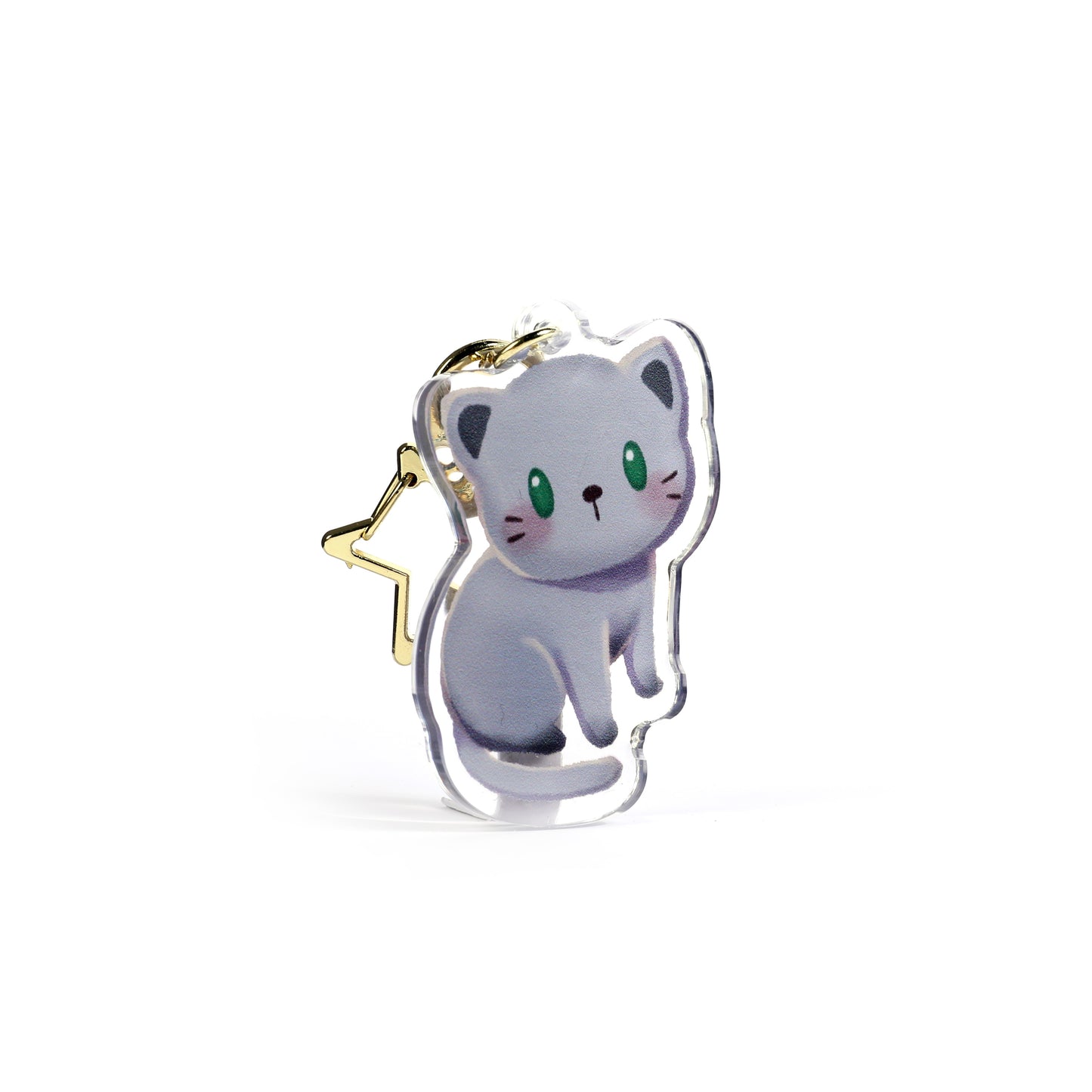 Russian Blue Cat Clear Acrylic Keychain