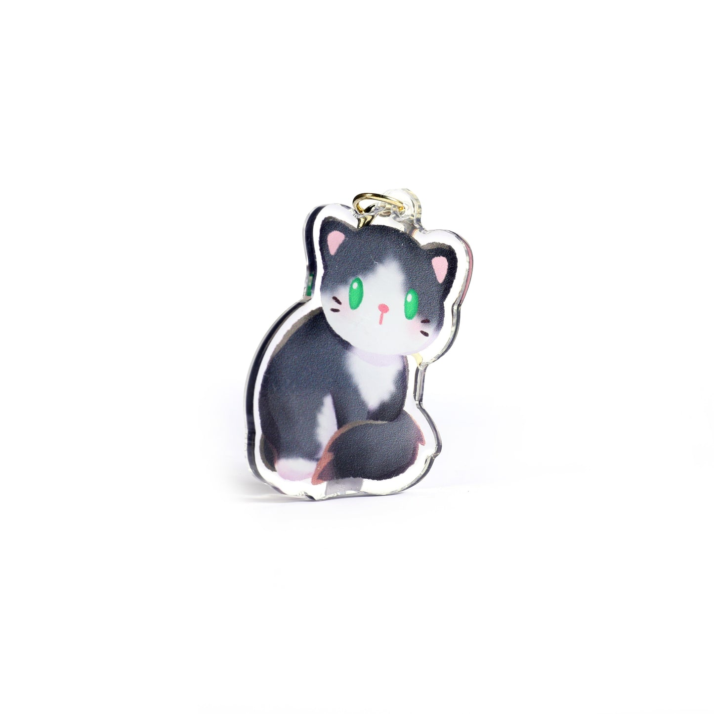 Tuxedo Cat Clear Acrylic Keychain