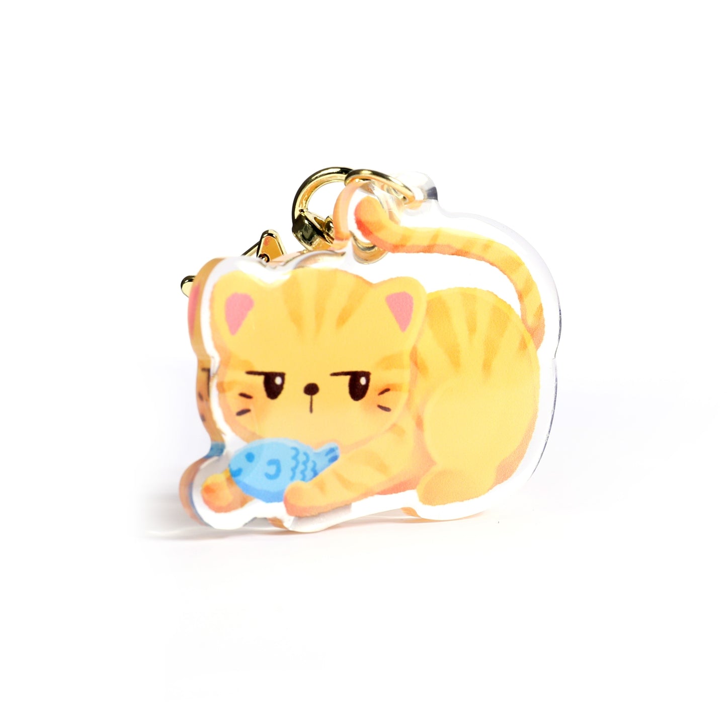 Orange Tabby Cat Clear Acrylic Keychain