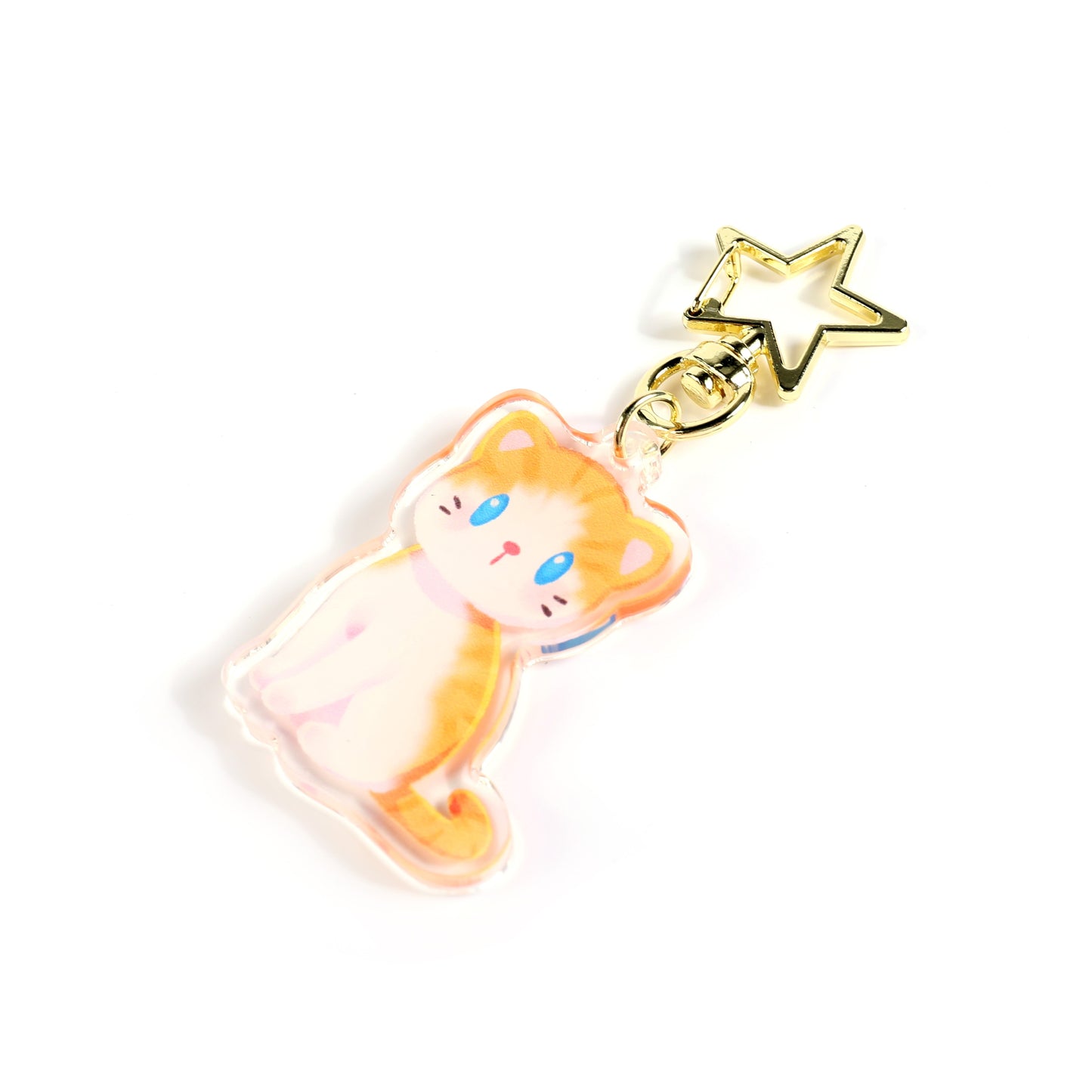 Orange White Tabby Cat Clear Acrylic Keychain