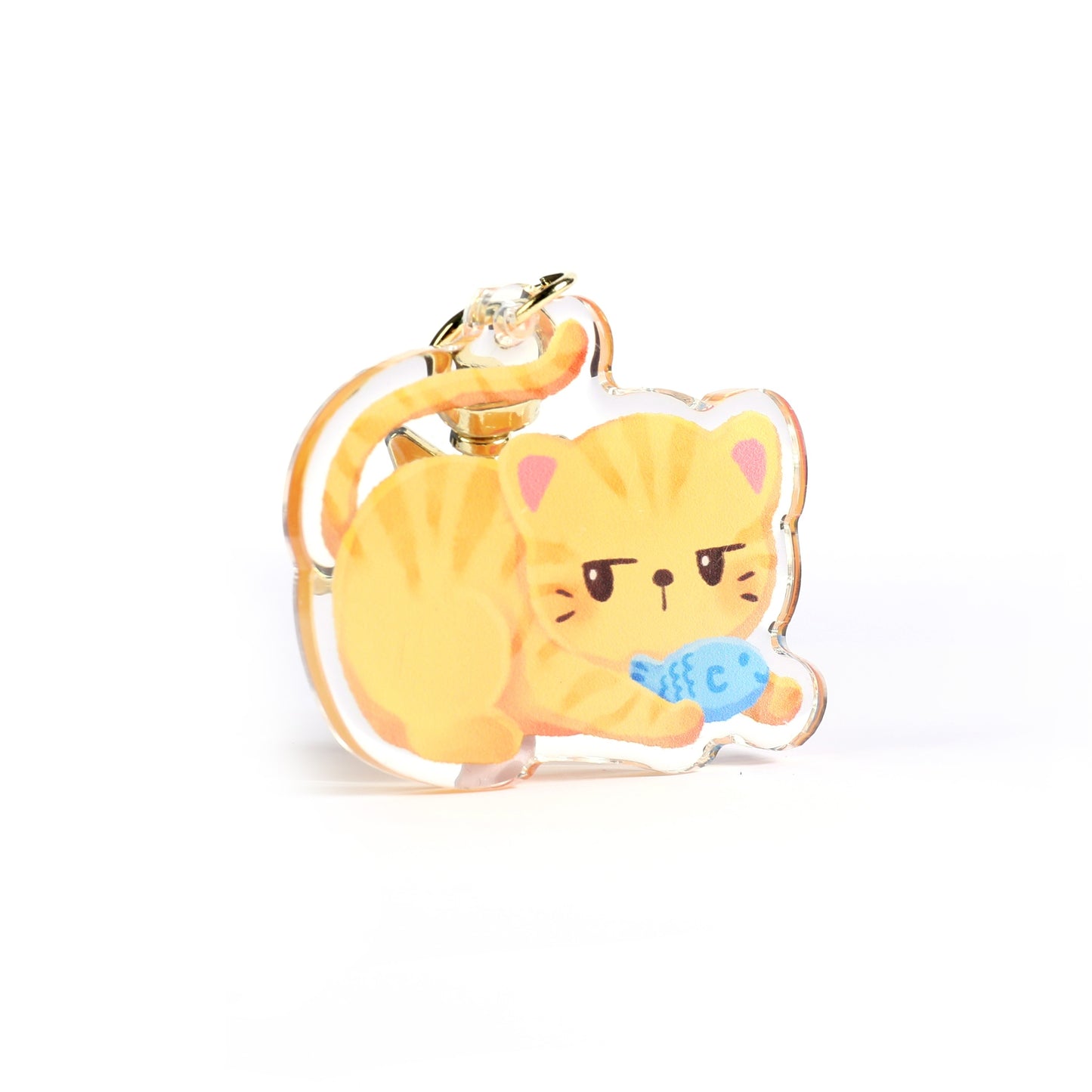 Orange Tabby Cat Clear Acrylic Keychain