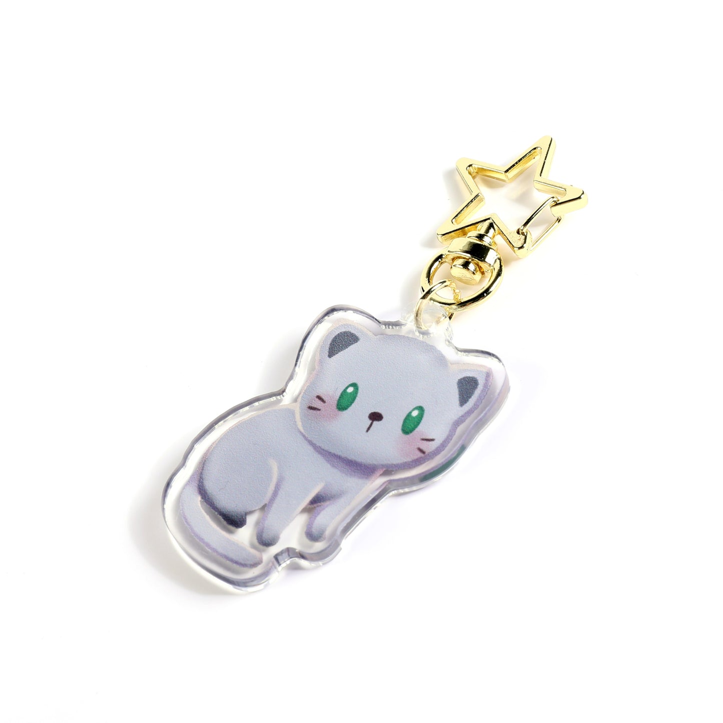 Russian Blue Cat Clear Acrylic Keychain