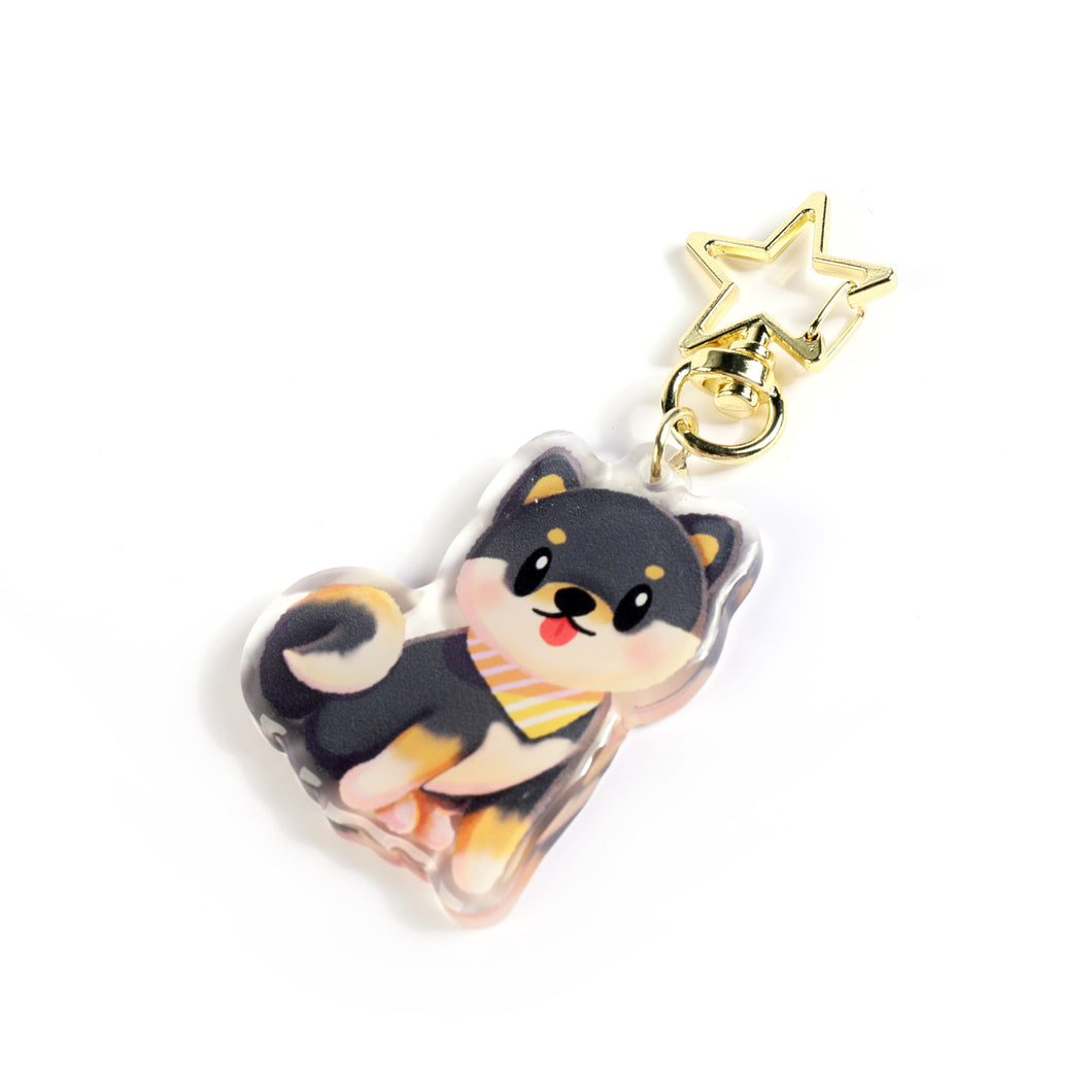 Black Shiba Inu Dog Clear Acrylic Keychain