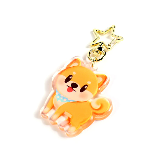 Brown Shiba Inu Dog Clear Acrylic Keychain