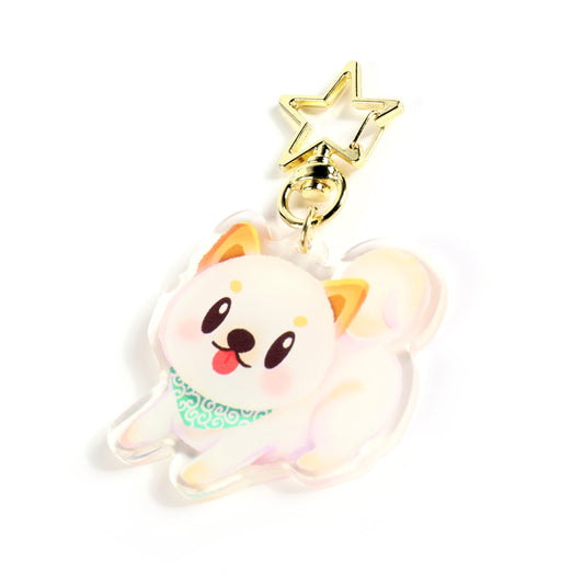 White Shiba Inu Dog Clear Acrylic Keychain