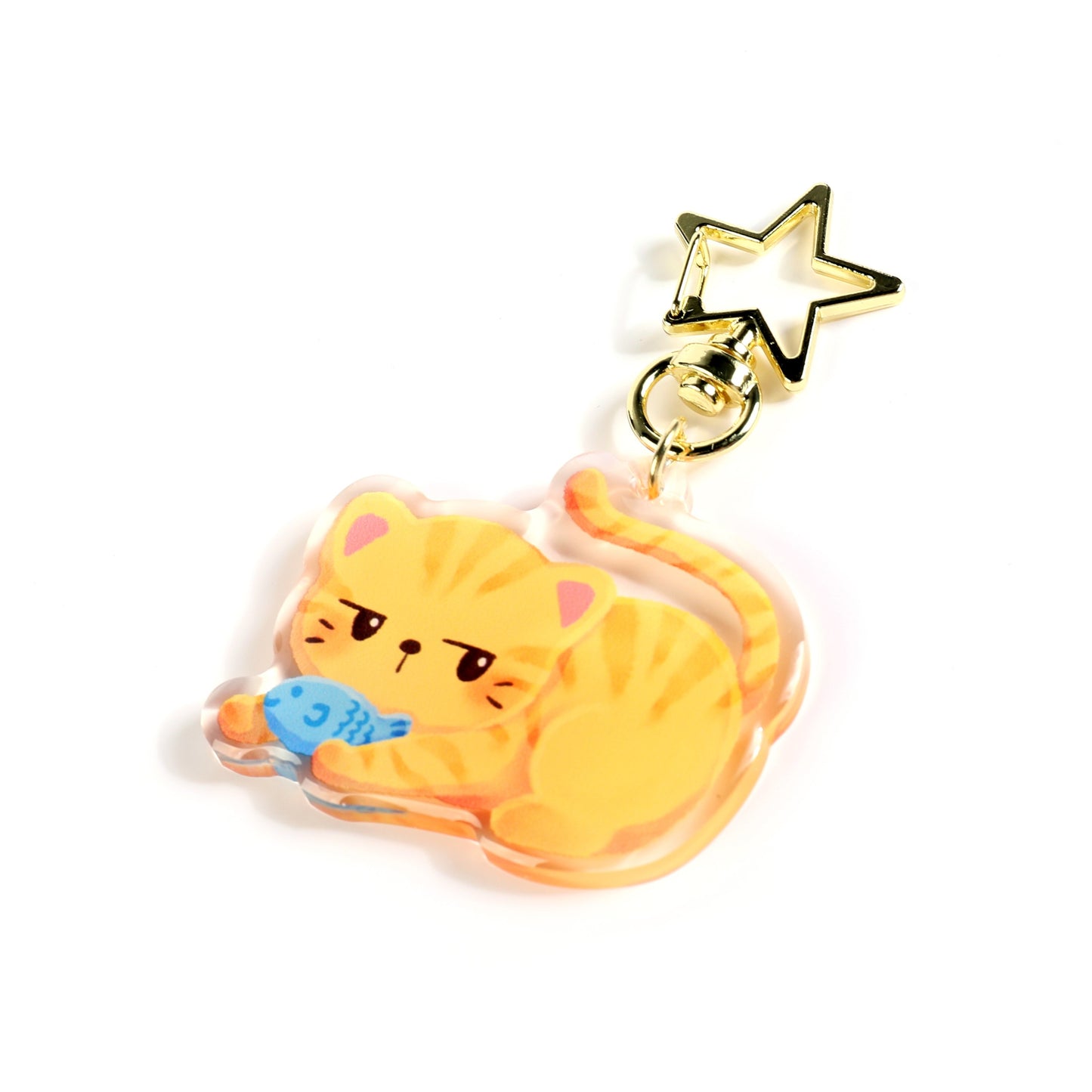 Orange Tabby Cat Clear Acrylic Keychain