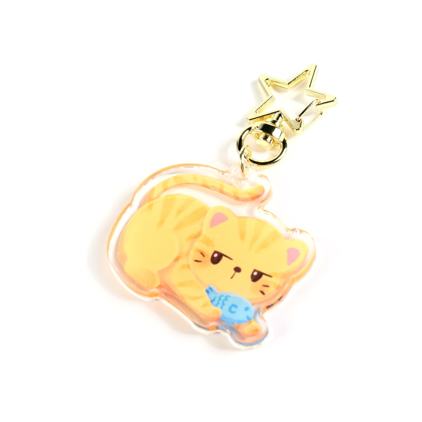 Orange Tabby Cat Clear Acrylic Keychain