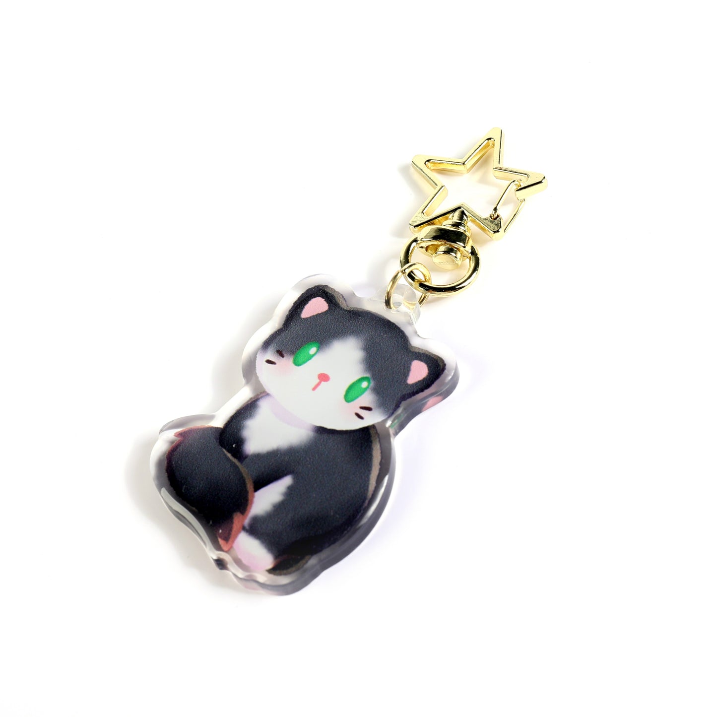 Tuxedo Cat Clear Acrylic Keychain