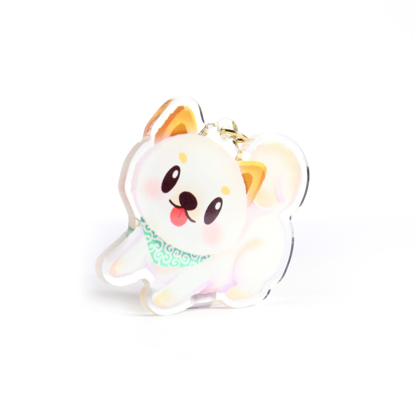 White Shiba Inu Dog Clear Acrylic Keychain