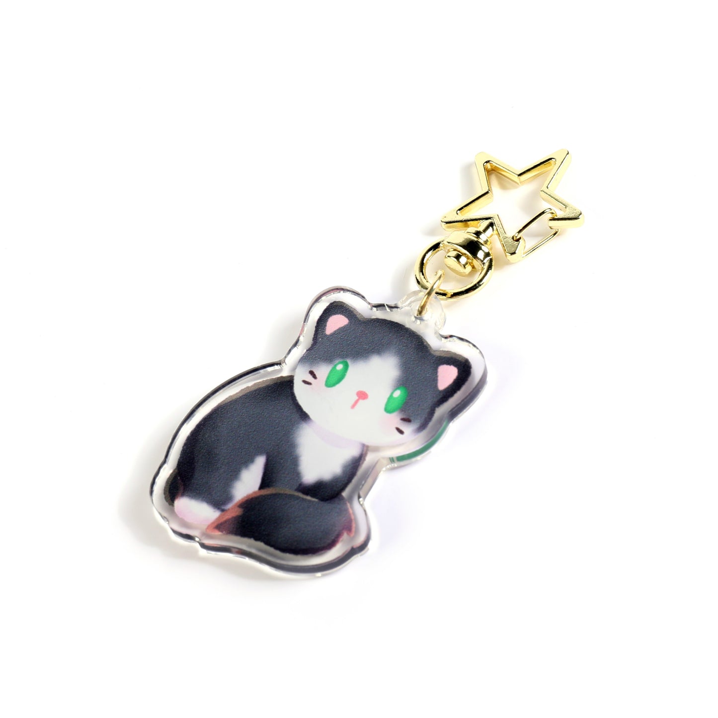 Tuxedo Cat Clear Acrylic Keychain