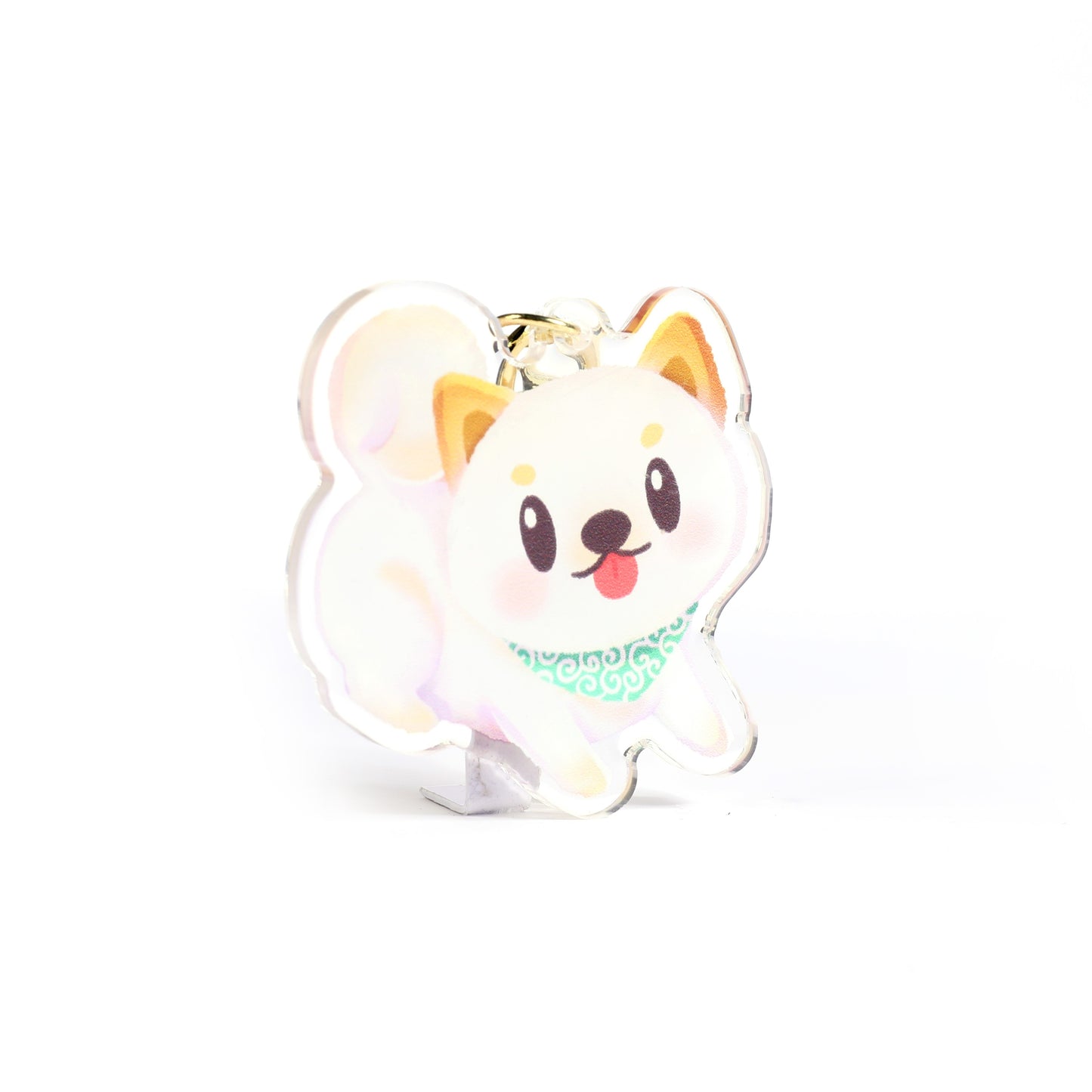 White Shiba Inu Dog Clear Acrylic Keychain