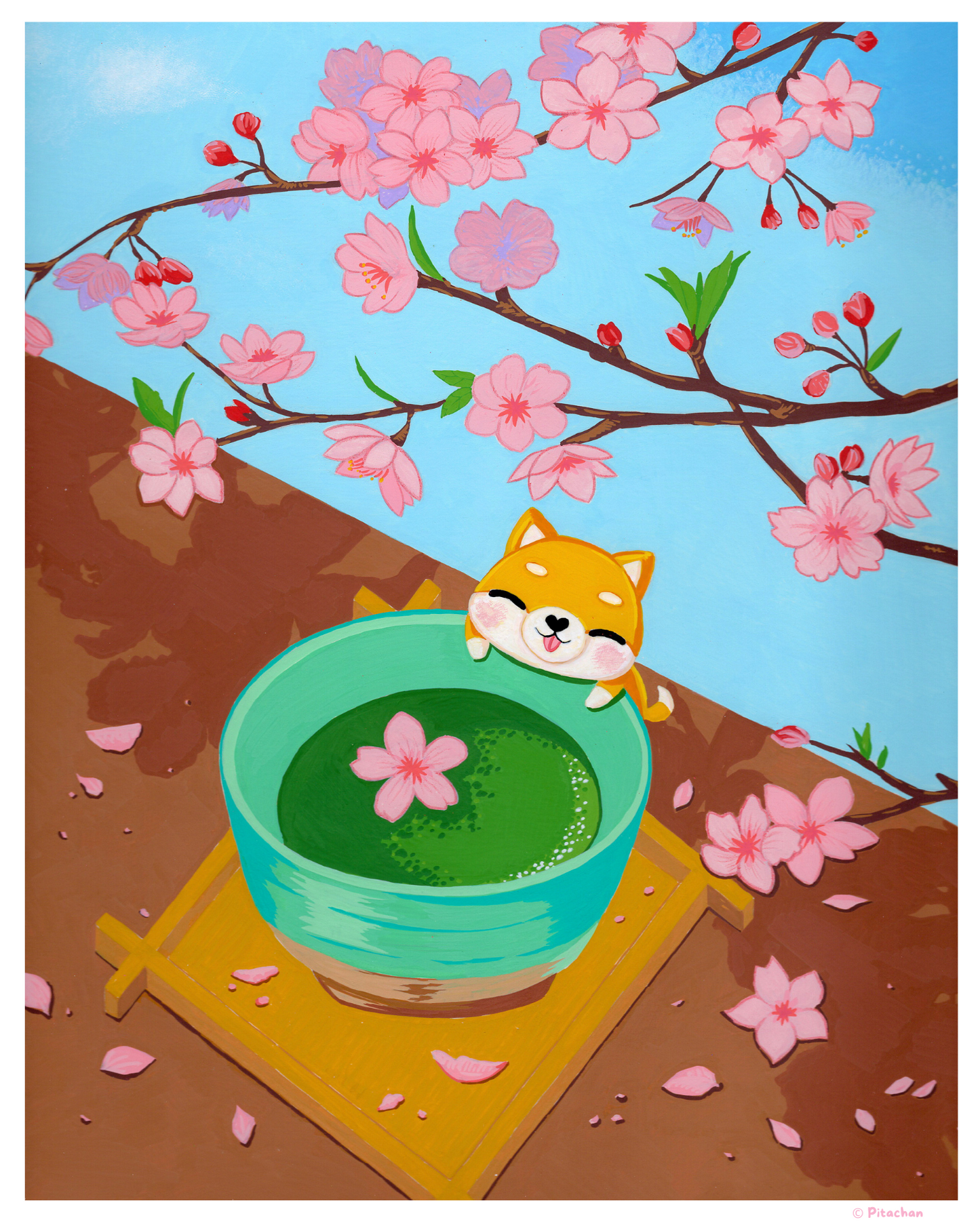 Hanami with Hiro the Shiba Print